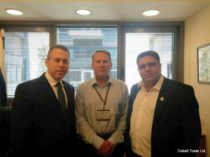 Bakan Gilad Erdan ve Col. Richard Camp ve Eyal Peretz Cobalt Ticaret Genel Müdürü
